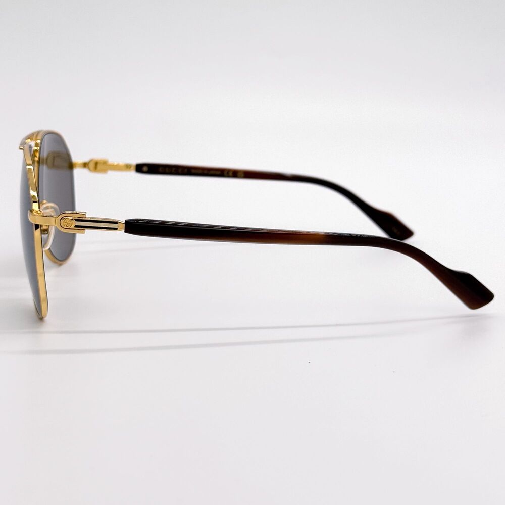 NWT Gucci GG1220S-002-59 Gold Aviator 59mm Sunglasses - Picture 3 of 5
